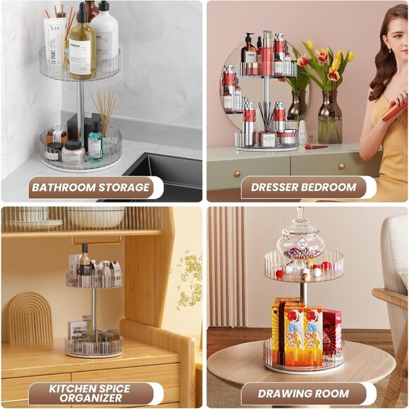 Women's Rotating Makeup Organizer Rack-360°Rotating Vanity Organizer - Picture 7 of 8